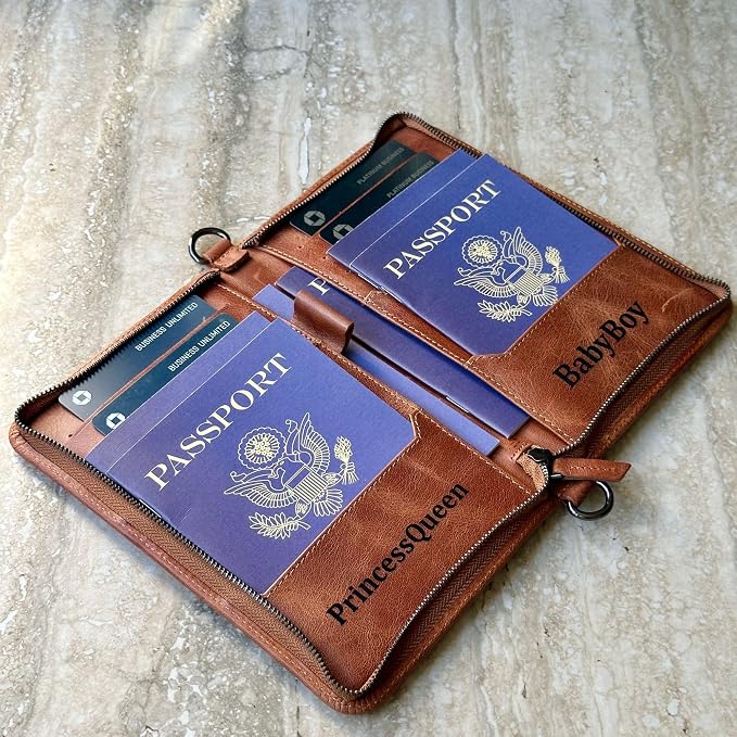 Personalized Leather Passport Holder, Handmade Travel Wallet - Image 9