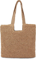 Straw Beach Tote Bag: Large Summer Boho Woven Bags by COZYOFFI