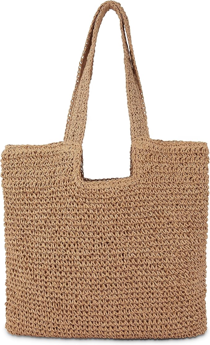 Straw Beach Tote Bag: Large Summer Boho Woven Bags by COZYOFFI