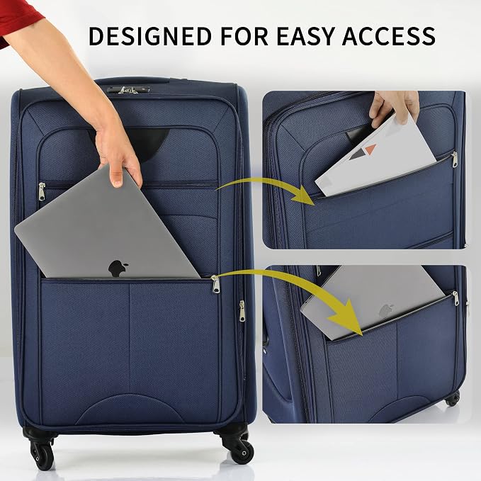 Merax Softside Luggage Set Softshell Lightweight 3 Piece Spinner Suitcase 22" - Image 8