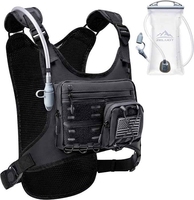 Running Vest with 2L Water Bladder, USA Original Patent, Lightweight Adjustable by Zelvot