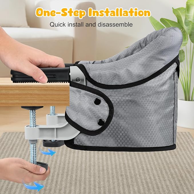 Hook On Chair with Removable Dining Tray, Folding Baby Chair, Portable Table - Image 3