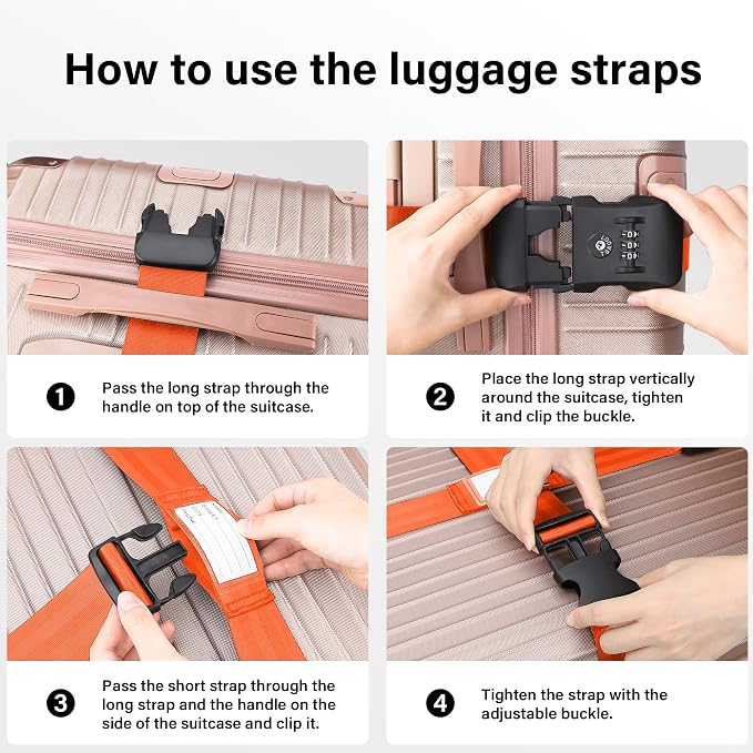 Luggage Straps, 2 Pack Adjustable Heavy Duty Cross Suitcase Straps - Image 7