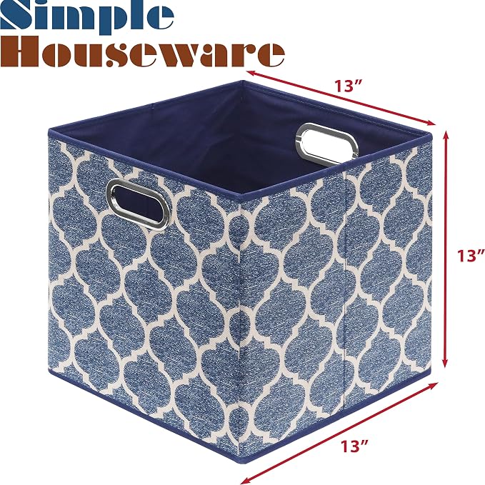 SIMPLE HOUSEWARE 13-Inch Collapsible Fabric Cube Storage Bin - Image 6