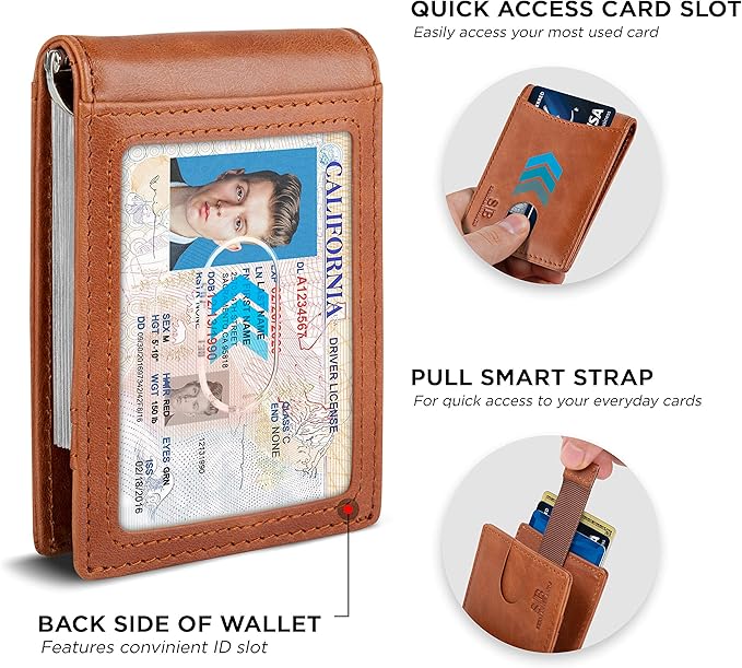 SERMAN BRANDS RFID Blocking Slim Bifold Genuine Leather Minimalist Front Pocket - Image 4