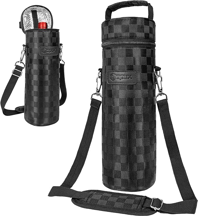opux Wine Bag Single Bottle Carrier Tote, Insulated Wine Cooler Bag by OPUX