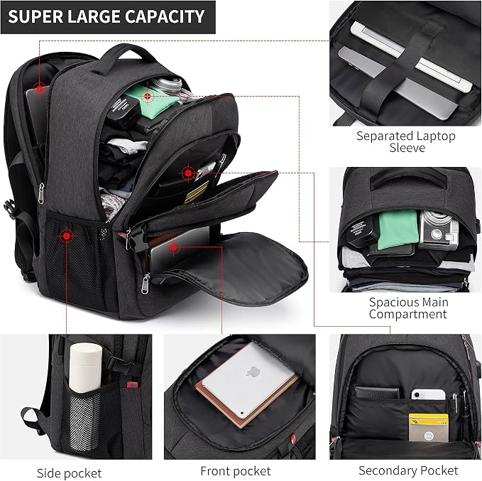 Backpack, 17.3in Durable Travel Laptop Backpack, College Backpack, RFID Anti - Image 2