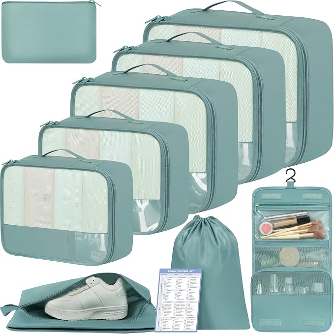 BAGAIL 9 Set Packing Cubes Luggage Packing Organizers by BAGAIL
