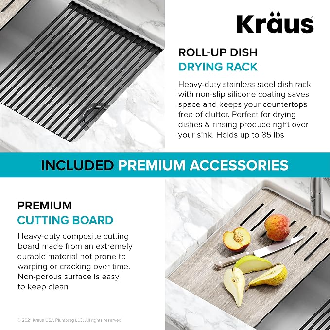KRAUS Bellucci 30” in. Undermount Workstation Granite Kitchen Sink in White - Image 9