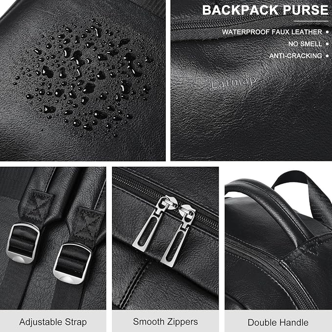 30L Business Laptop Backpack for Women Men, Travel Work Backpack Purse Faux - Image 5