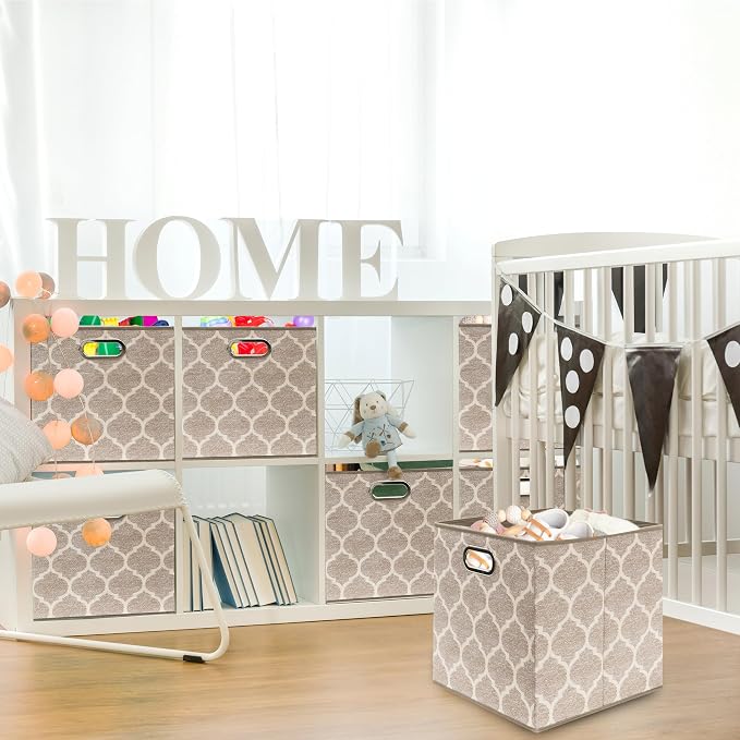 SIMPLE HOUSEWARE 13-Inch Collapsible Fabric Cube Storage Bin - Image 3