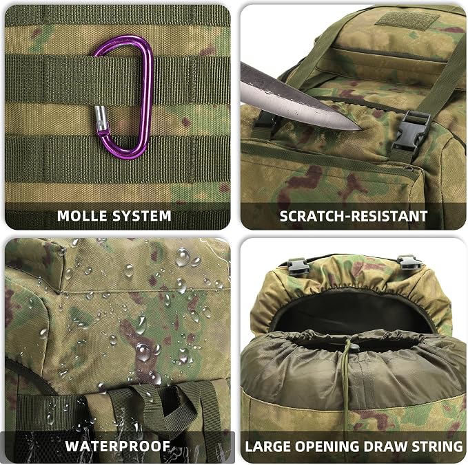 King'sGuard 70L Camping Hiking Backpack Tactical Backpack Military Molle - Image 3