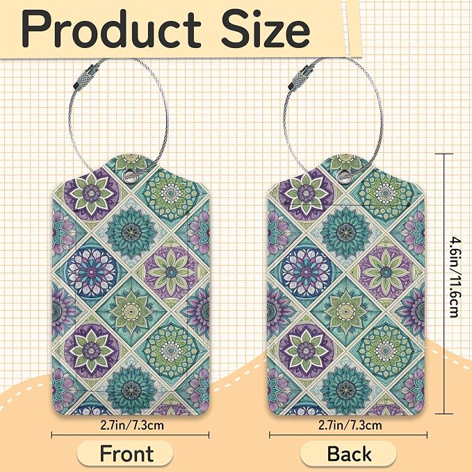 Vintage Mandala Floral Luggage Tag - Image 3