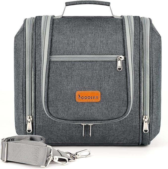 Hanging Travel Toiletry Bag for Women and Men, 6 Organizer Compartments by COOSKY