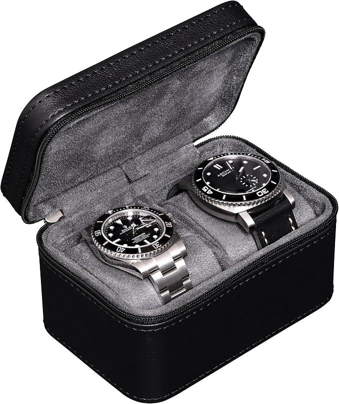 ROTHWELL 2 Watch Travel Case for Men | Compact PU Leather Protective Box by RothwellSanFrancisco