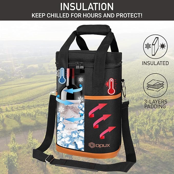 Opux 4 Bottle Insulated Wine Cooler Bag - Image 2