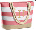 YOOLIFE Initial Canvas Waterproof Beach Tote Bag Zipper Personalized Gifts by YOOLIFE