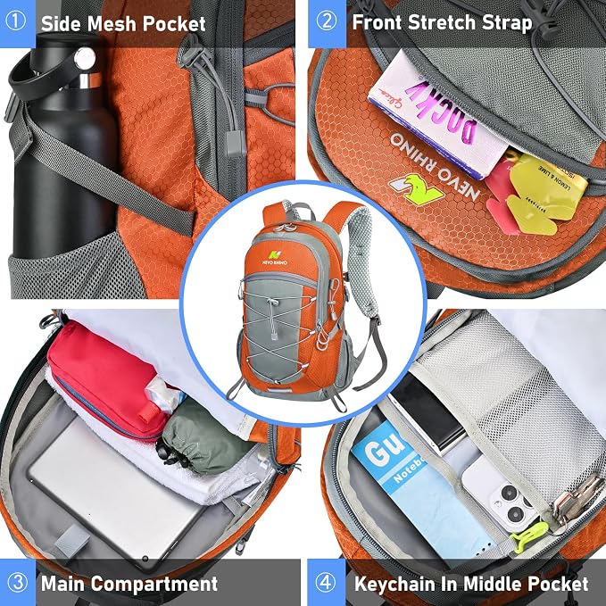 N NEVO RHINO Hiking Backpack 20L Water Resistant Outdoor Day Pack, Lightweight - Image 3