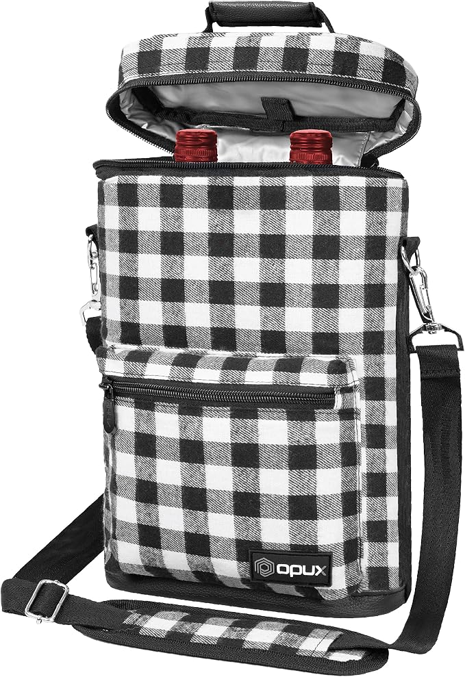 Opux 2 Bottle Wine Tote Carrier, Insulated Cooler Bag by OPUX