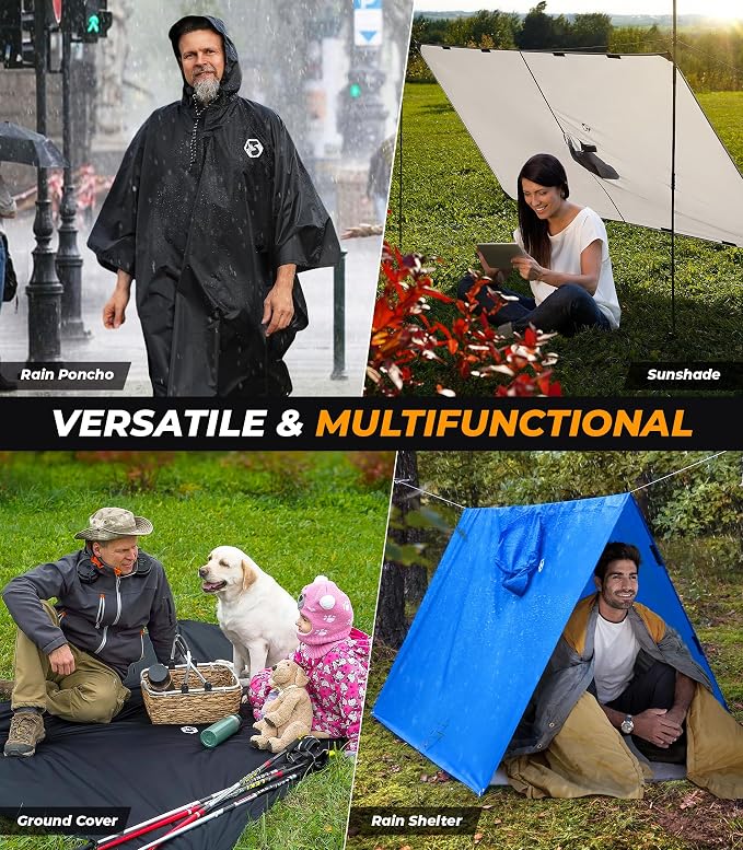 Foxelli Rain Poncho for Adults – Extra Long Reusable Waterproof Raincoat - Image 6
