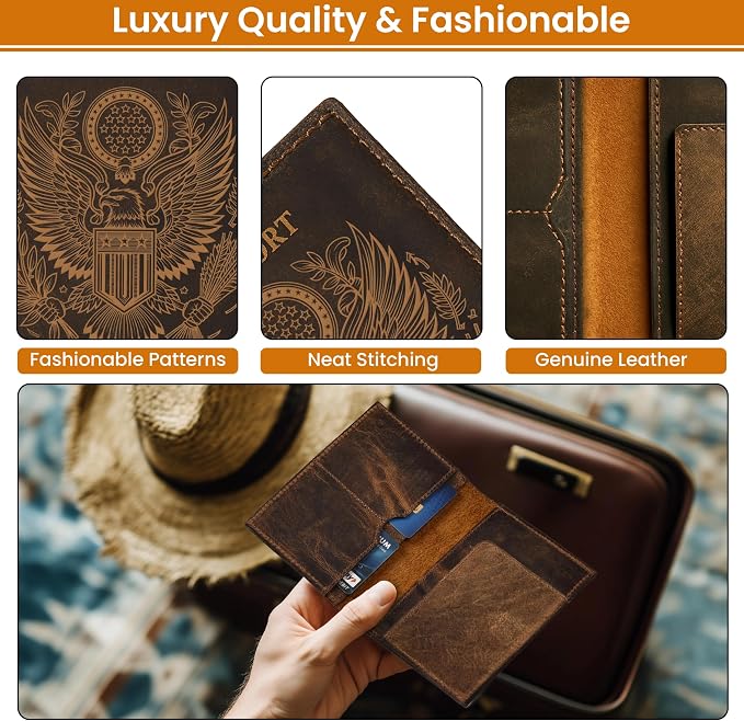 LEATHER VILLAGE Leather Passport Holder Cover – Travel Wallet - Image 3