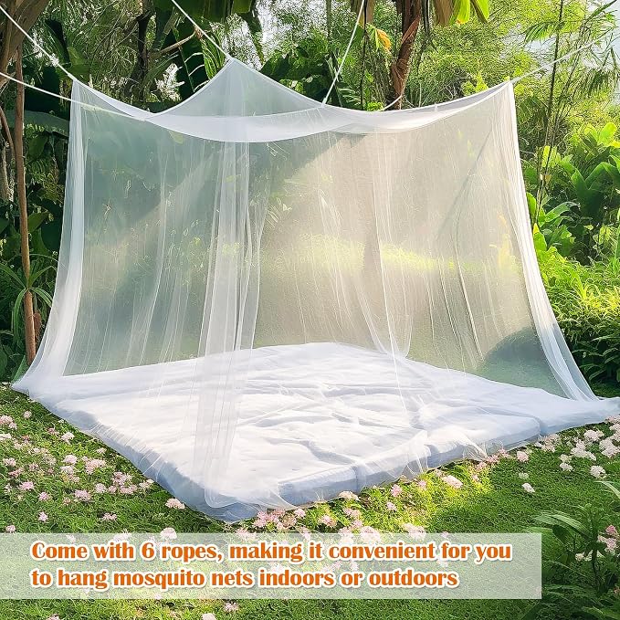Mosquito Net for Bed, Large White Bed Canopy for Girls, Hanging Bed Net - Image 7