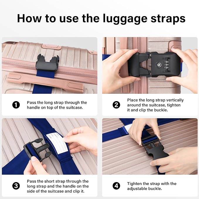 Luggage Straps, 2 Pack Adjustable Heavy Duty Cross Suitcase Straps - Image 7