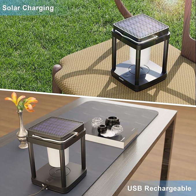 Solar Lantern Outdoor Table Lamp, Touch Control Outdoor Cordless Lantern - Image 5
