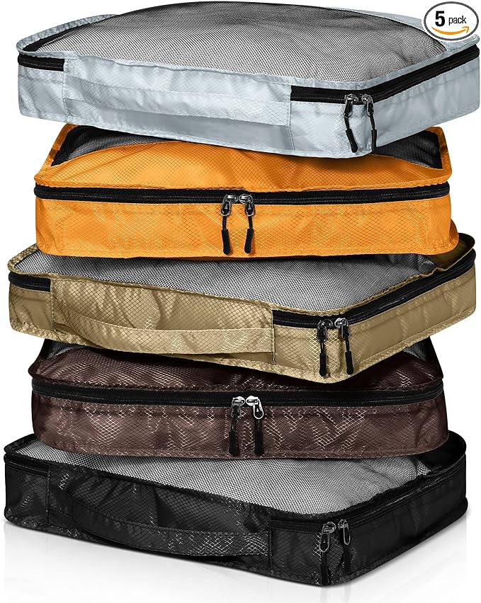 5 Pcs Packing Cubes for Suitcase Large Travel Cubes Carry on Luggage Organizer by Bulyoou