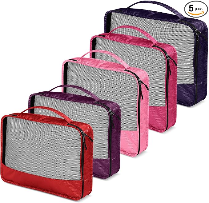 5 Pcs Packing Cubes for Suitcase Large Travel Cubes Carry on Luggage Organizer by Bulyoou