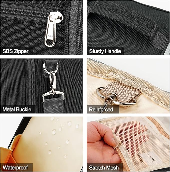 Hanging Travel Toiletry Bag for Women and Men, 6 Organizer Compartments - Image 7
