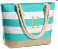 YOOLIFE Initial Canvas Waterproof Beach Tote Bag Zipper Personalized Gifts by YOOLIFE