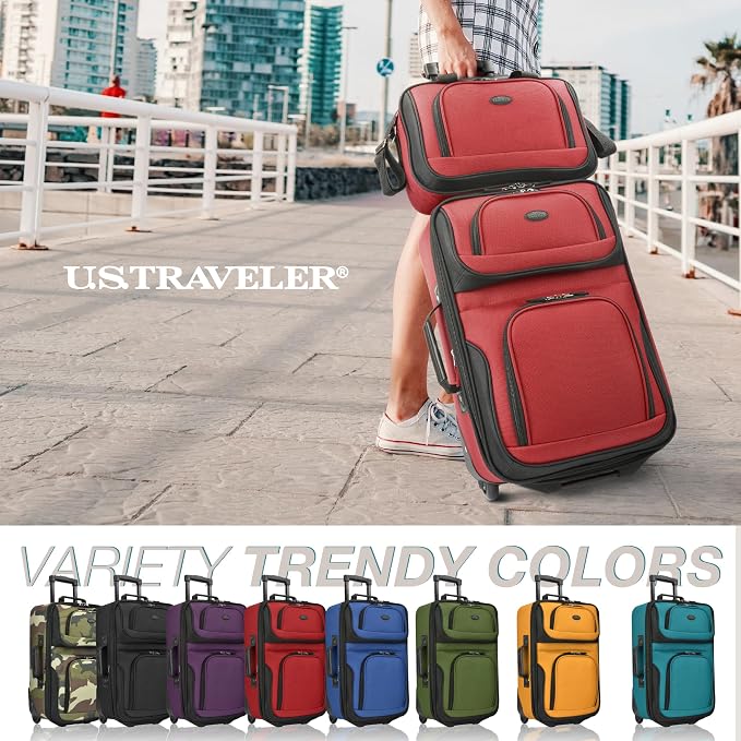 U.S. Traveler Rio Fabric Expandable Carry-on Luggage, Rolling Suitcase - Image 2