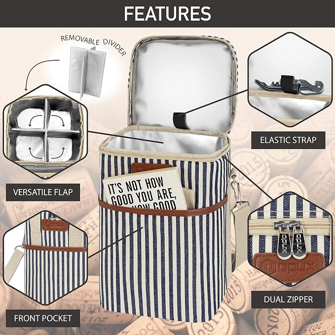 Opux 4 Bottle Insulated Wine Cooler Bag - Image 4