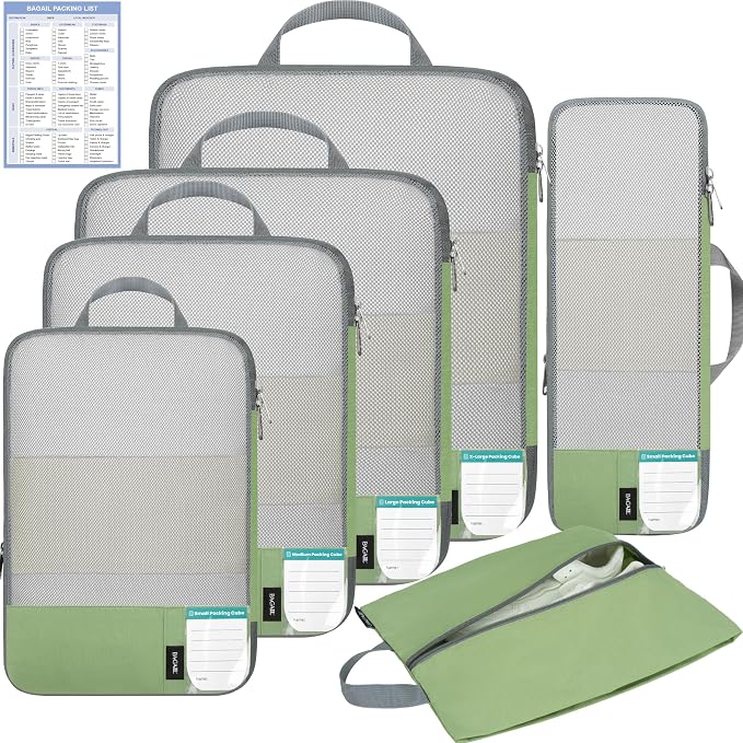 BAGAIL 6 Set/4 Set Lightweight Compression Packing Cubes by BAGAIL