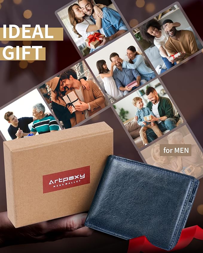 Mens Wallet Bifold Genuine Leather RFID Blocking Wallet - Image 6