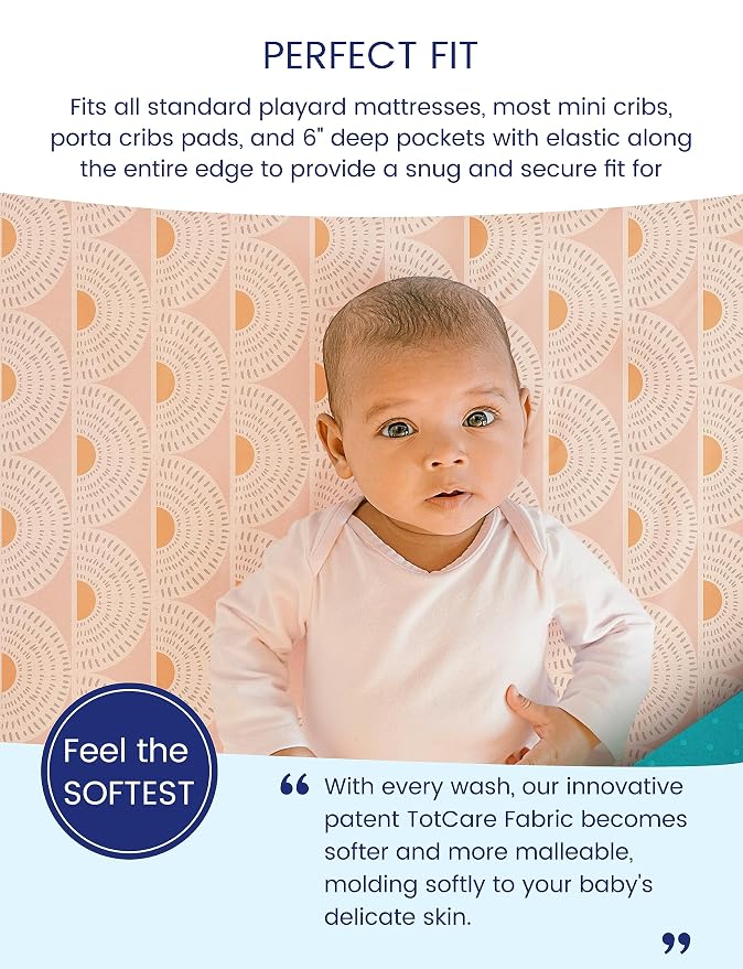TotAha Mini Crib Sheets Boho Rainbow, Hypoallergenic Pack N Play Mattress Sheets - Image 3