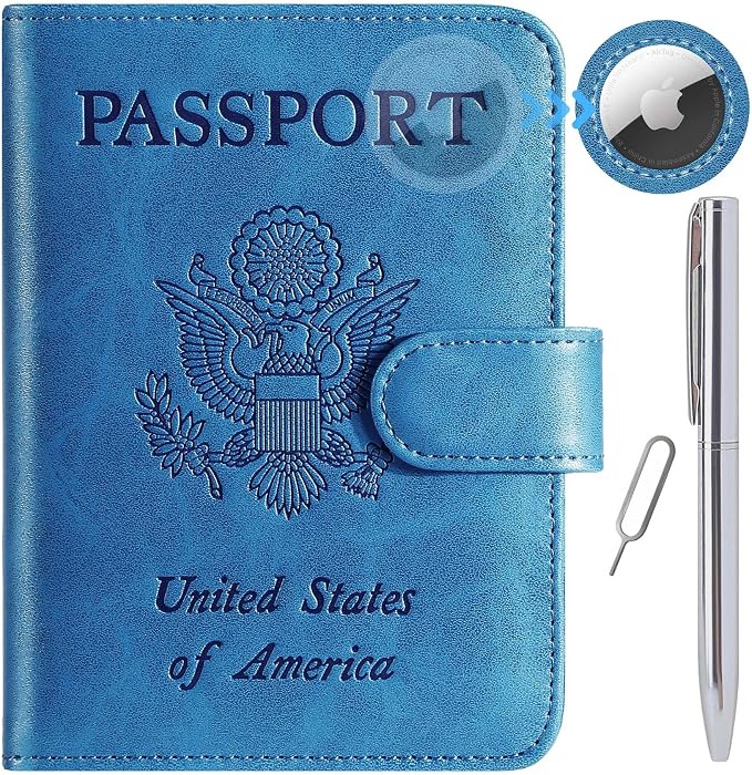 Airtag Passport Holder Cover Wallet RFID Blocking Leather Case Travel by PASCACOO
