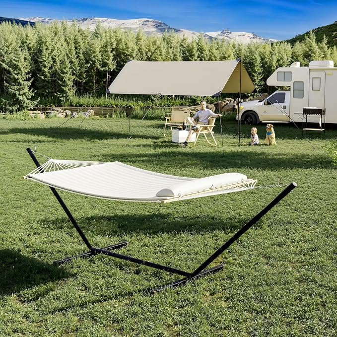 Double Hammock with Stand for 2 Persons Outdoor, Heavy Duty 450lb Capacity - Image 4