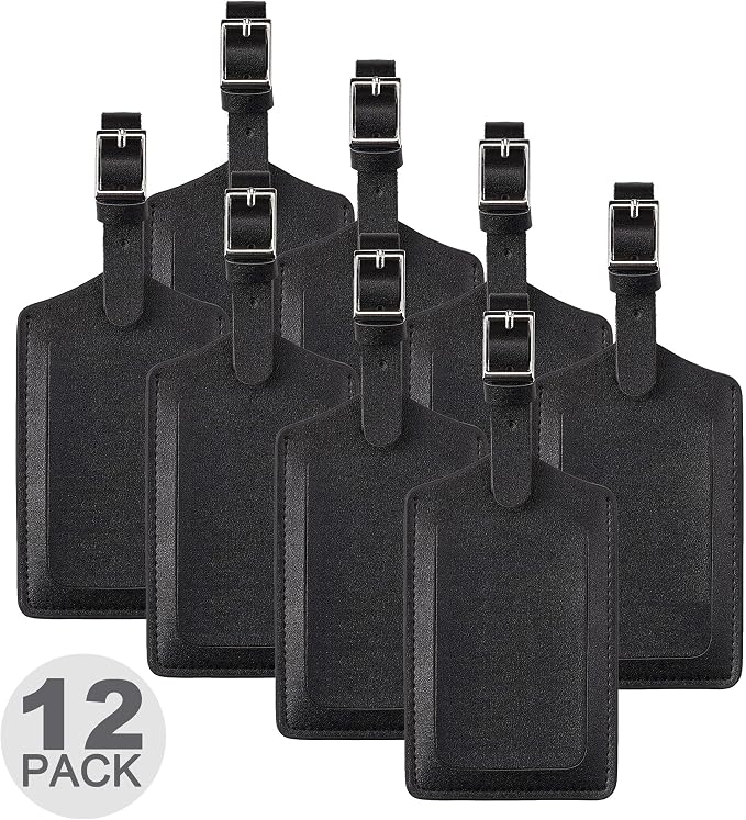 8 Pack Leather Luggage Travel Bag Tags by Travelambo by Travelambo