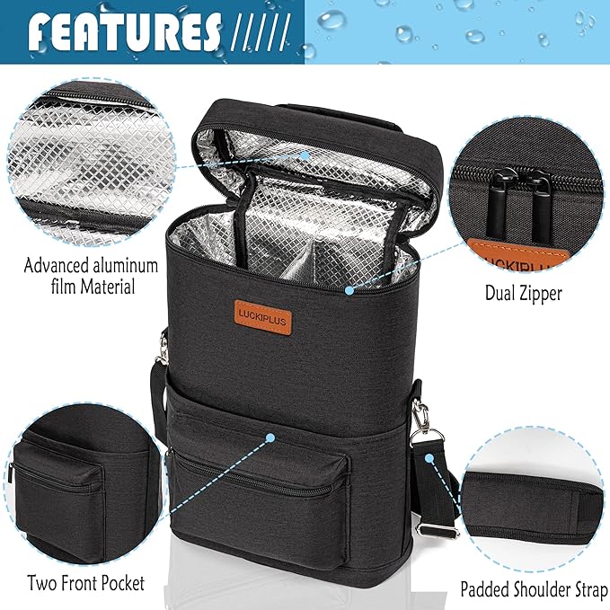Insulated Wine Carrier Bag for 2 Bottles - Image 2