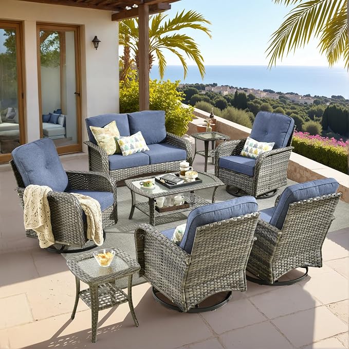 HOOOWOOO Patio Furniture Set, 8 Pieces Outdoor Conversation Set, All Weather by DesignforBetterLife