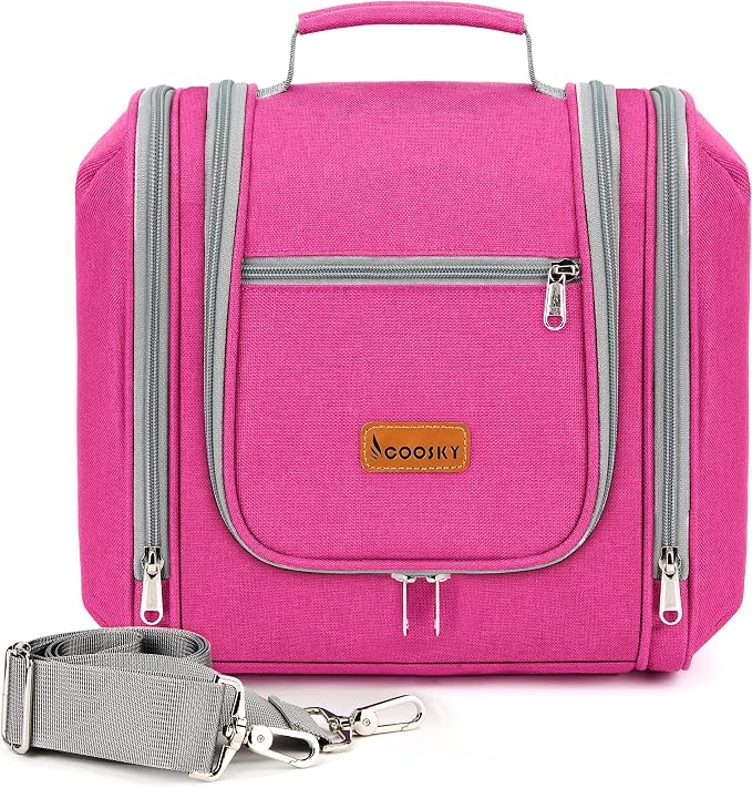 Hanging Travel Toiletry Bag for Women and Men, 6 Organizer Compartments by COOSKY