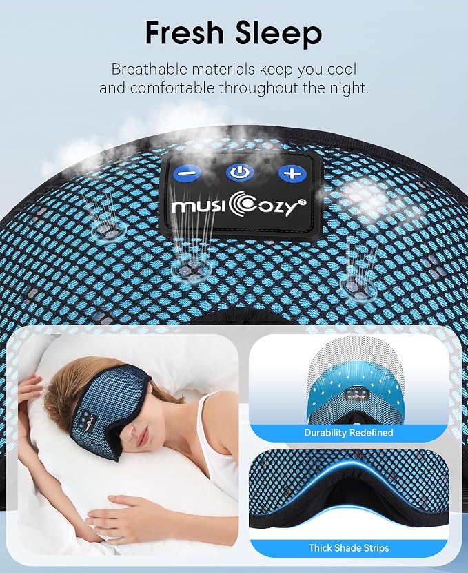 MUSICOZY Sleep Headphones Breathable Sleep Mask Bluetooth 5.4 Wireless - Image 2
