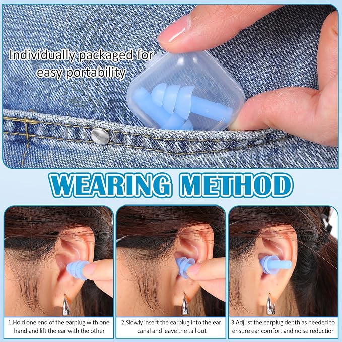 TrelaCo 100 Pairs Ear Plugs Bulk, NRR 29dB Reusable Silicone Ear Plugs - Image 5