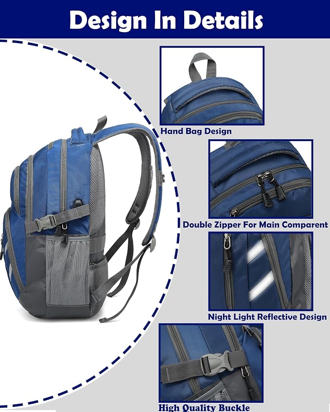ProEtrade Backpack Bookbag for College Laptop Travel, Fit Laptop Up to 15.6 inch - Image 3