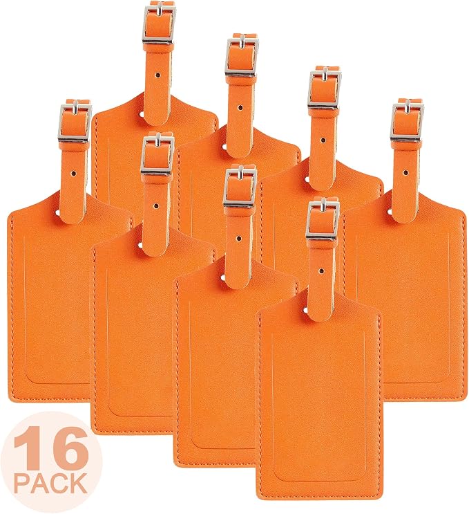 8 Pack Leather Luggage Travel Bag Tags by Travelambo by Travelambo