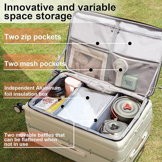 Hanke Multifunctional 26 Inch Checked Luggage Hard Shell Suitcases - Image 4