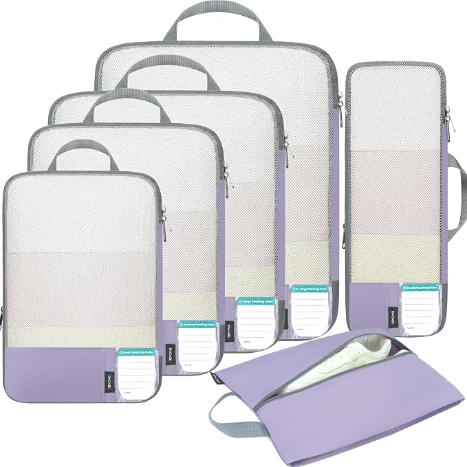 BAGAIL 6 Set/4 Set Lightweight Compression Packing Cubes by BAGAIL