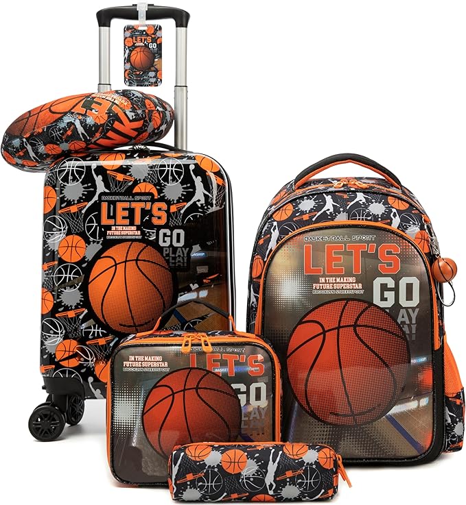 Kid’s Luggage Set 5 Piece Suitcase Set 16’’ Hardside Basketball Luggage by Unknown